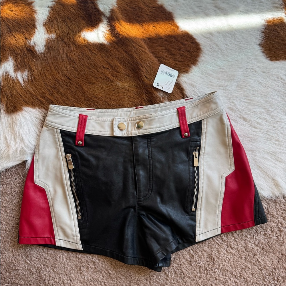 NWT Free People photo finish vegan leather shorts